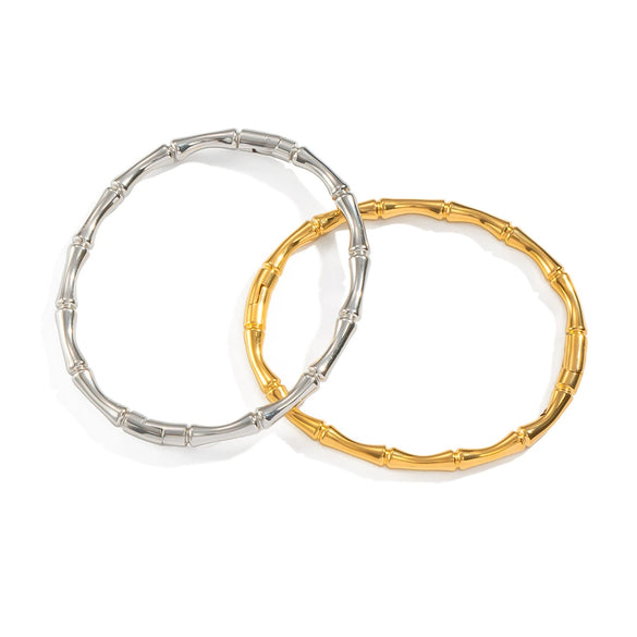Wholesale Bamboo Style Stainless Steel Bracelets With 18K Gold Handmade And Electroplating Nonfading