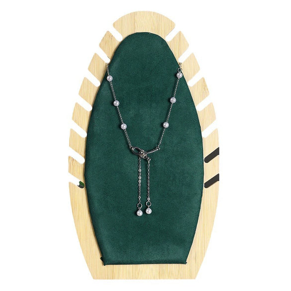 Wholesale Bamboo Wood Jewelry Display Rack With Flame Pendant Hanger And Bracelet Shelf