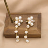 Wholesale Baroque Asymmetrical Earrings With Natural Pearl Flower Tassel Retro Temperament Metal Material And Electroplating Design