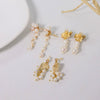 Wholesale Baroque Asymmetrical Earrings With Natural Pearl Flower Tassel Retro Temperament Metal Material And Electroplating Design