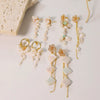 Wholesale Baroque Asymmetrical Earrings With Natural Pearl Flower Tassel Retro Temperament Metal Material And Electroplating Design
