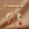 Wholesale Baroque Asymmetrical Earrings With Natural Pearl Flower Tassel Retro Temperament Metal Material And Electroplating Design