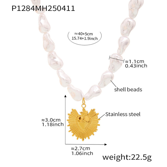 Wholesale Baroque Beads Starfish Multiaccessories Collarbone Necklace In Stainless Steel Shell Beads With Electroplating Geometric Pattern For Women Light Luxury Minimalist Style