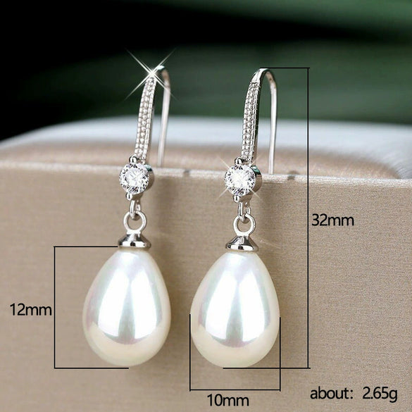 Wholesale Baroque Dropshaped Imitation Pearl Long Earrings For Women Copper Geometric Style Set With Pearls