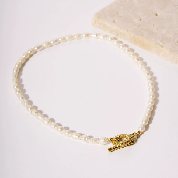 Wholesale Baroque Freshwater Pearl Necklace With Joker Design Titanium Steel And Stainless Steel Geometric Pattern Electroplating Treatment Women's
