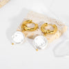Wholesale Baroque Imitation Freshwater Pearl Earrings High Sense Geometric 18K Gold Plated Stainless Steel Pvdp Furnace Real Gold Process For Women
