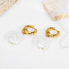 Wholesale Baroque Imitation Freshwater Pearl Earrings High Sense Geometric 18K Gold Plated Stainless Steel Pvdp Furnace Real Gold Process For Women