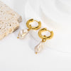 Wholesale Baroque Imitation Freshwater Pearl Earrings High Sense Geometric 18K Gold Plated Stainless Steel Pvdp Furnace Real Gold Process For Women