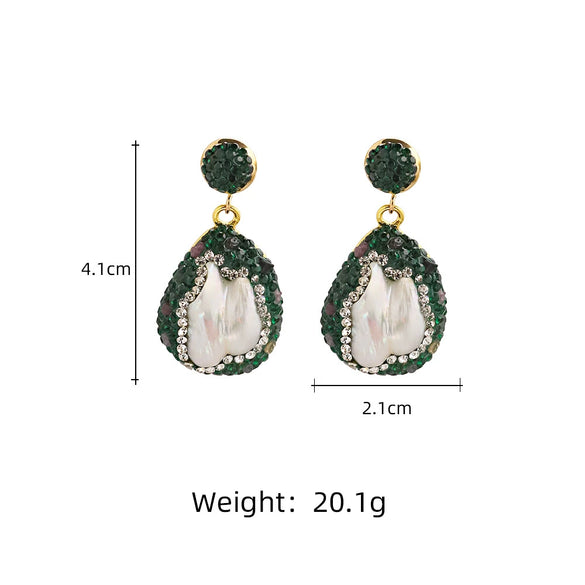 Wholesale Baroque Natural Freshwater Pearl Earrings With Geometric Pattern And Electroplating Diamondencrusted Retro And Elegant For Women
