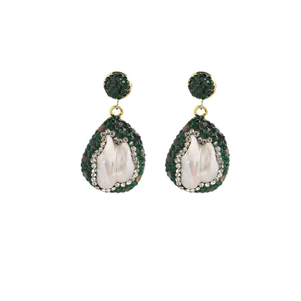 Wholesale Baroque Natural Freshwater Pearl Earrings With Geometric Pattern And Electroplating Diamondencrusted Retro And Elegant For Women