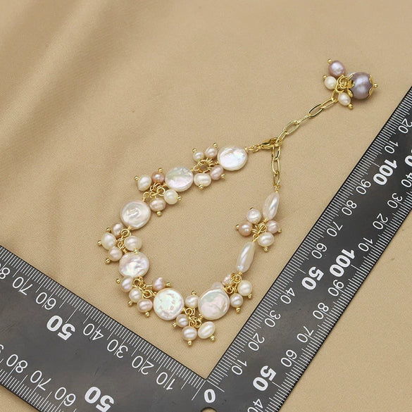 Wholesale Baroque Pearl Bracelet Retro Style Geometric Electroplated For Women