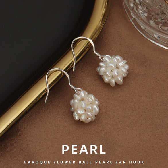 Wholesale Baroque Retro Women's Alien Shape Freshwater Pearl Earrings With S925 Silver Hook