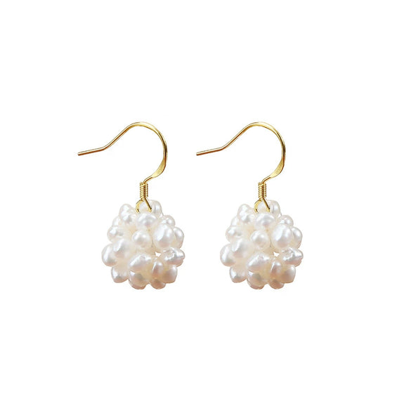 Wholesale Baroque Retro Women's Alien Shape Freshwater Pearl Earrings With S925 Silver Hook