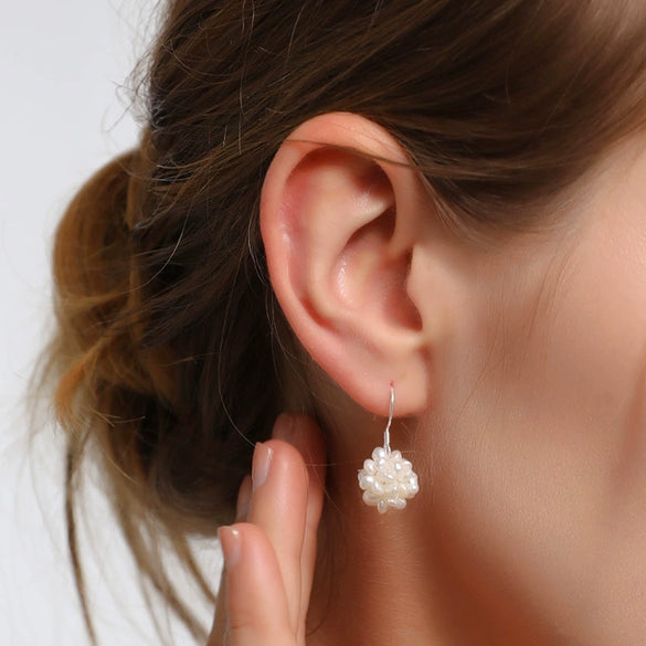Wholesale Baroque Retro Women's Alien Shape Freshwater Pearl Earrings With S925 Silver Hook