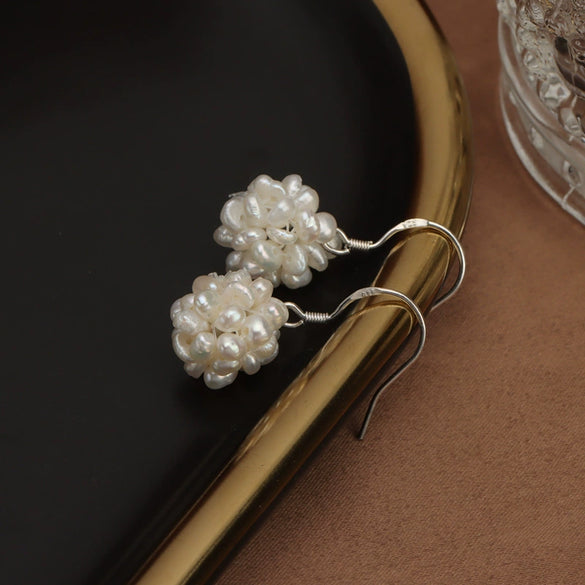 Wholesale Baroque Retro Women's Alien Shape Freshwater Pearl Earrings With S925 Silver Hook