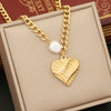 Wholesale Baroque Style Imitation Pearl And Stainless Steel Cuban Chain Electroplated Necklace For Women