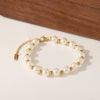 Wholesale Baroque Style Stainless Steel 18K Gold Plated Artificial Pearl String Gold Beads Geometric Bracelet With 18K Vacuum Plating In Furnace For Women
