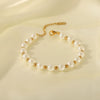 Wholesale Baroque Style Stainless Steel 18K Gold Plated Artificial Pearl String Gold Beads Geometric Bracelet With 18K Vacuum Plating In Furnace For Women