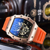 Wholesale Barrel Dial Quartz Watch Business Style Alloy Case Rubber Strap Stainless Steel Buckle For Men