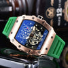 Wholesale Barrel Dial Quartz Watch Business Style Alloy Case Rubber Strap Stainless Steel Buckle For Men
