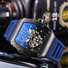 Wholesale Barrel Dial Quartz Watch Business Style Alloy Case Rubber Strap Stainless Steel Buckle For Men