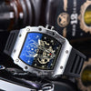 Wholesale Barrel Dial Quartz Watch Business Style Alloy Case Rubber Strap Stainless Steel Buckle For Men