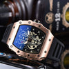 Wholesale Barrel Dial Quartz Watch Business Style Alloy Case Rubber Strap Stainless Steel Buckle For Men