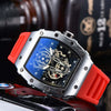 Wholesale Barrel Dial Quartz Watch Business Style Alloy Case Rubber Strap Stainless Steel Buckle For Men