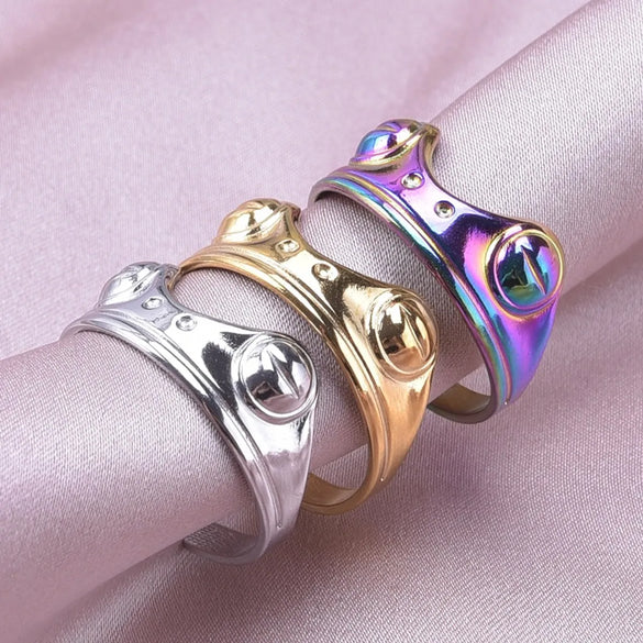 Wholesale Basic Geometric Stainless Steel Plating Open Rings
