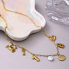 Wholesale Beach Starfish And Conch Pendant Necklace Natural Style Stainless Steel Mixed Gemstone Inlay 18K Gold Plated