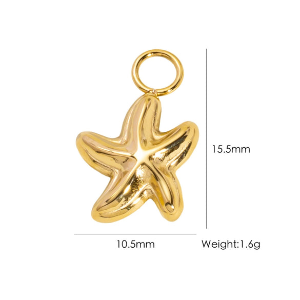 Wholesale Beach Wind Pendant Accessories Animal Style Starfish Shell 304 Stainless Steel Electroplated