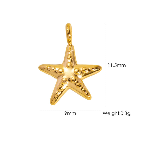 Wholesale Beach Wind Pendant Accessories Animal Style Starfish Shell 304 Stainless Steel Electroplated