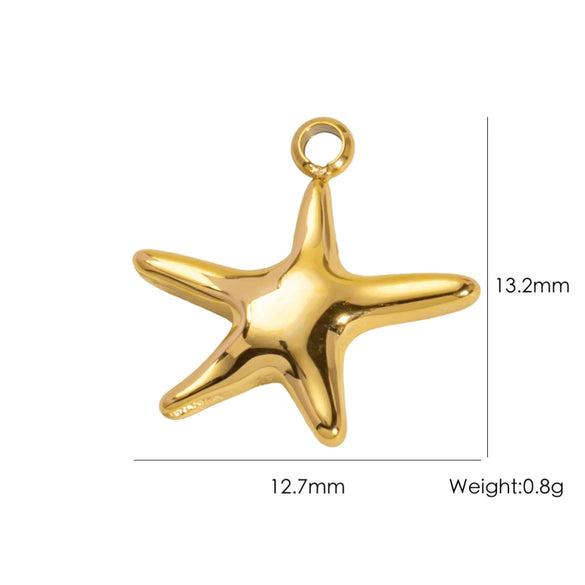Wholesale Beach Wind Pendant Accessories Animal Style Starfish Shell 304 Stainless Steel Electroplated