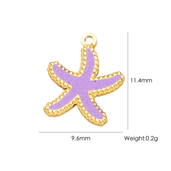 Wholesale Beach Wind Pendant Accessories Animal Style Starfish Shell 304 Stainless Steel Electroplated