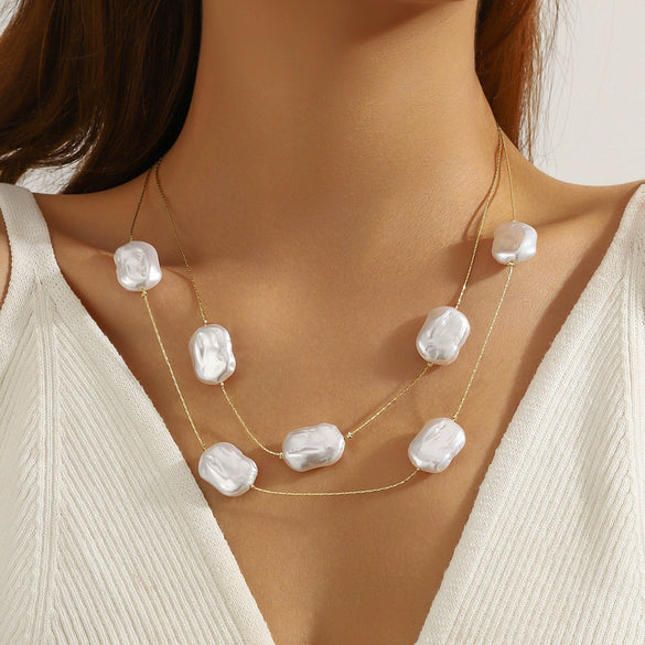 Wholesale Beaded Alloy Necklace Electroplated Geometric Style Women's Clavicle Chain