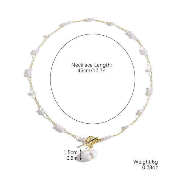 Wholesale Beaded Alloy Necklace Electroplated Geometric Style Women's Clavicle Chain