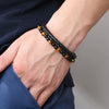 Wholesale Beaded And Leather Woven Bracelet Natural Tiger Eye Volcanic Stone Handmade Geometric Style Unisex