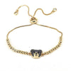 Wholesale Beaded Bracelet Copper Gold Plated Animal Bear Zircon Ins Style