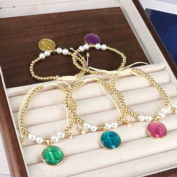 Wholesale Beaded Bracelet Copper Gold Plated Geometric Bohemian Style Handmade Woven