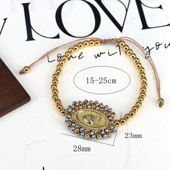 Wholesale Beaded Bracelet Gold Plated Copper Beads Geometric Pattern Electroplating For Women