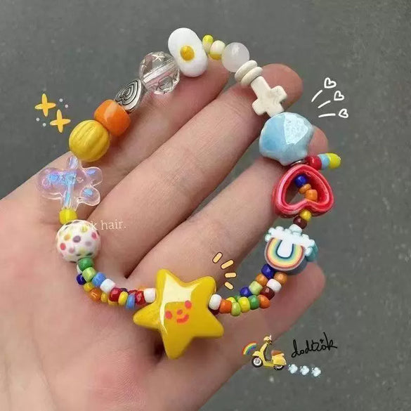 Wholesale Beaded Bracelet Mixed Materials Handmade Sweet Stars Animal Zodiac Bow Insect Cartoon Characters Leaf Rhombus Geometric For Women