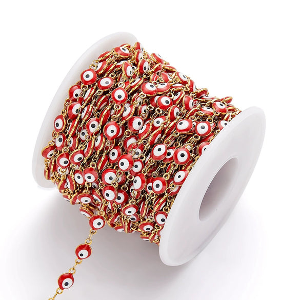 Wholesale Beaded Chain Necklace And Bracelet Making Stainless Steel Jewelry With Devil's Eye Pattern Electroplated