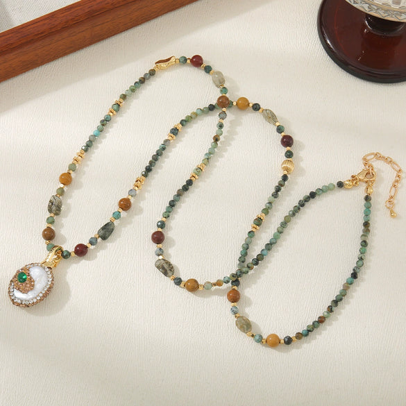 Wholesale Beaded Chain Necklace Handmade With Baroque Pearl African Pine Crystal Egg Yolk Tong Copper Geometric Design For Women