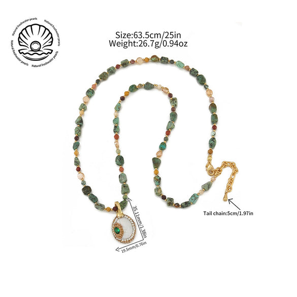 Wholesale Beaded Chain Necklace Handmade With Baroque Pearl African Pine Crystal Egg Yolk Tong Copper Geometric Design For Women