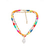Wholesale Beaded Clavicle Chain And Pendant Necklace Soft Pottery Bohemian Geometric Handmade Style For Women