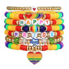 Wholesale Beaded Elastic Soft Ceramic Bracelet With Rainbow Love Pendant Geometric Handmade Polymer Clay Acrylic Glass Beads Unisex Boyfriend Style