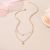 Wholesale Beaded Flower Stacked Stainless Steel 18K Gold Plated Geometric Style Necklace For Women