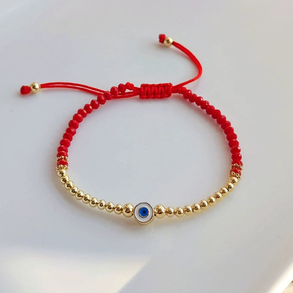 Wholesale Beaded Glaze Evil Eye Pearl Handwoven Women's Jewelry Bracelet With Geometric Pattern