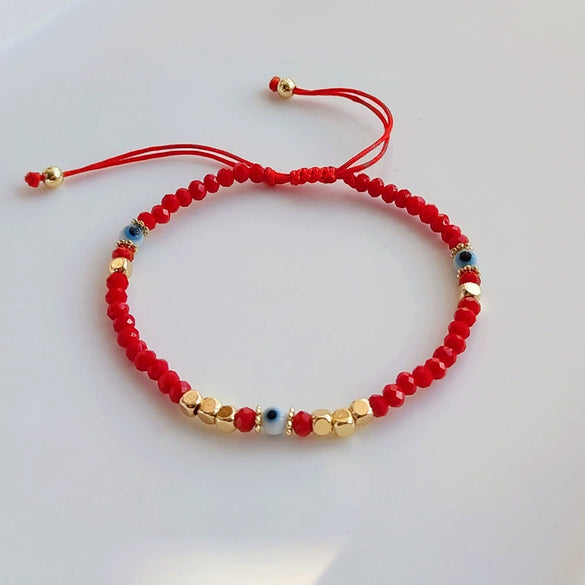 Wholesale Beaded Glaze Evil Eye Pearl Handwoven Women's Jewelry Bracelet With Geometric Pattern