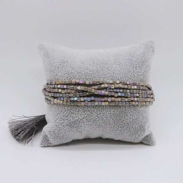 Wholesale Beaded Hand Woven Bohemian Tassel Bracelet Glass Glaze Drop Shape Geometric Style Unisex